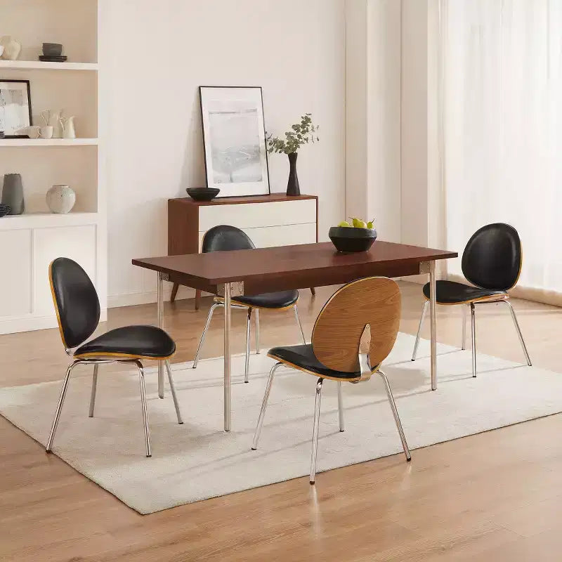 Sillas de comedor de madera curvada y cuero sintético