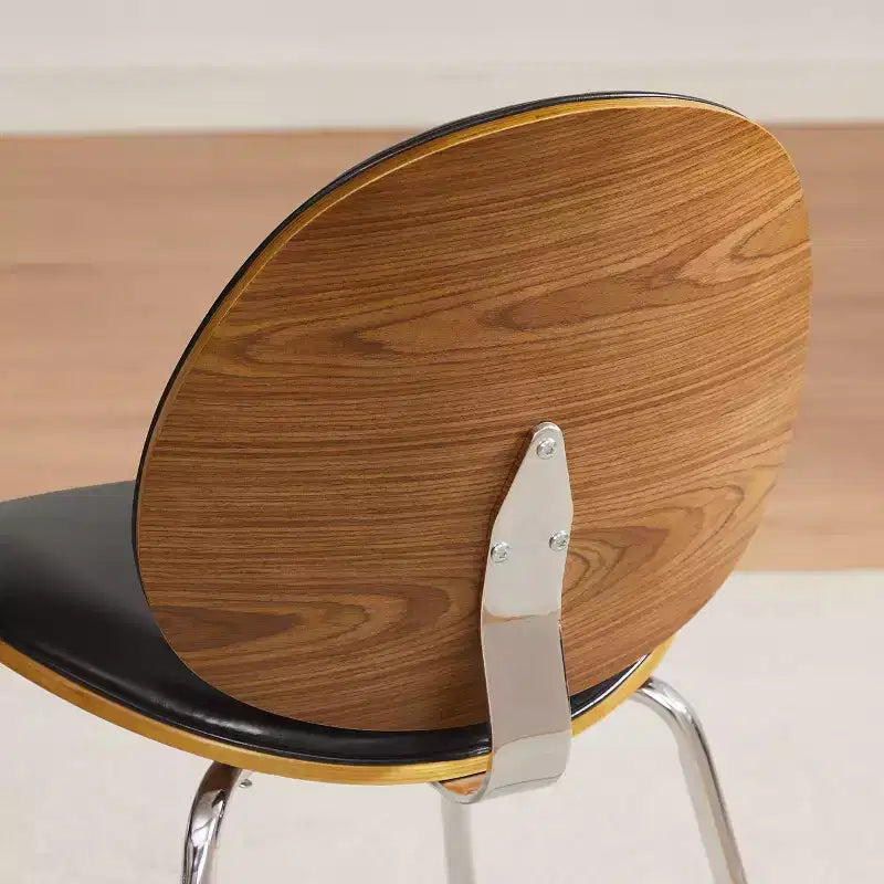 Sillas de comedor de madera curvada y cuero sintético