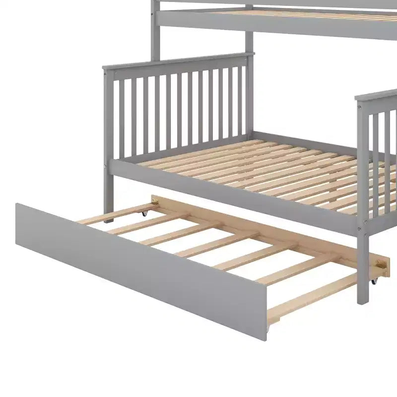 Etagenbett mit zwei Einzelbetten, ausziehbarem Bett und Treppe mit Stauraum, Etagenbett aus Massivholz für Kinder, Jugendliche und Erwachsene