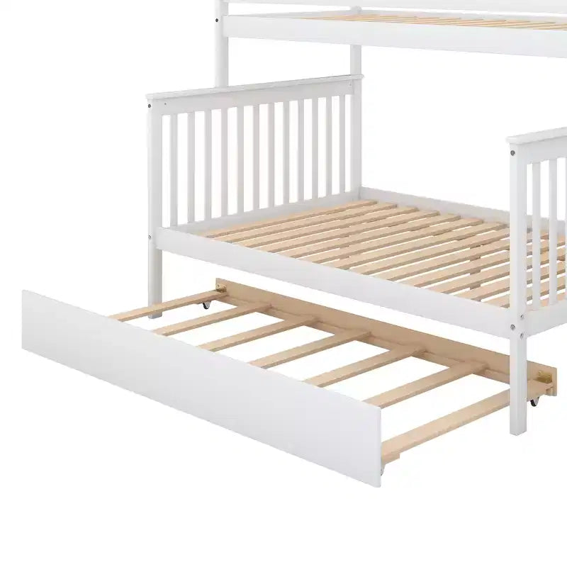 Etagenbett mit zwei Einzelbetten, ausziehbarem Bett und Treppe mit Stauraum, Etagenbett aus Massivholz für Kinder, Jugendliche und Erwachsene