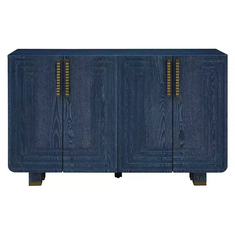 Sideboard im Vintage-Stil mit 4 Türen, 54, Stauraum und verstellbaren Einlegeböden für Ess- und Wohnzimmer, antikes Marineblau