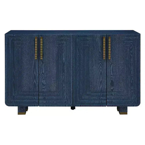Buffet vintage 4 portes de 54 avec rangement et étagères réglables pour salle à manger et salon, bleu marine antique