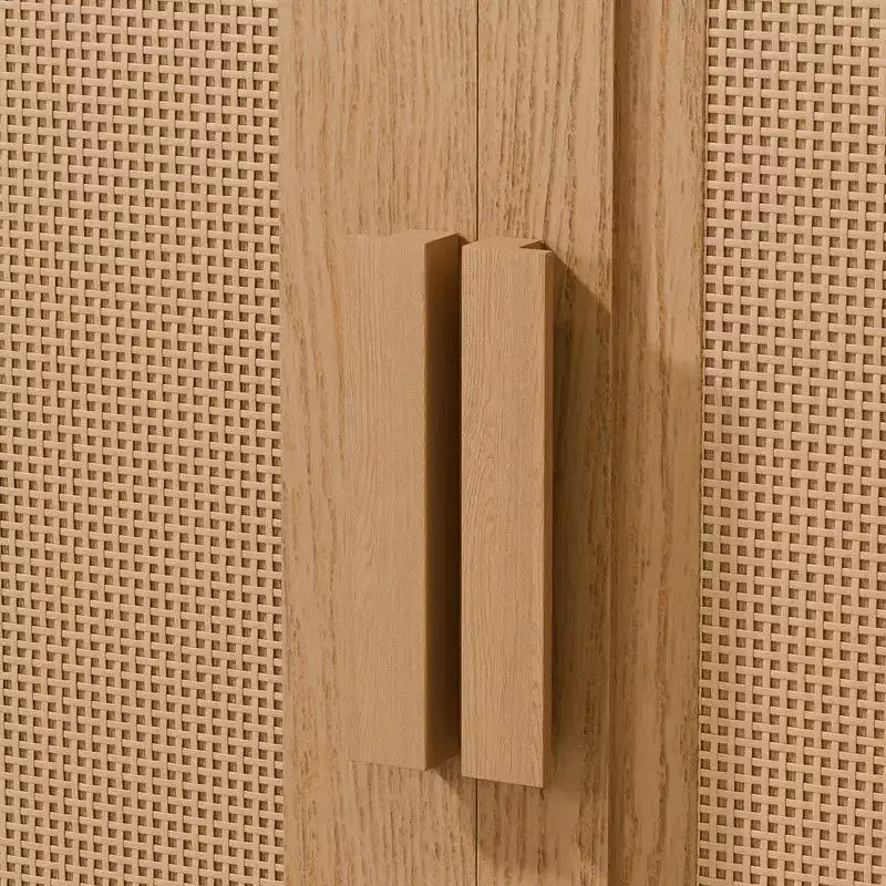 Modernes Sideboard mit 4 Türen, 62 W x 31 H, Rattangeflecht-Fronten, Anrichte und Akzent-Stauraumschrank für Flur, Eingangsbereich und Esszimmer, Natur