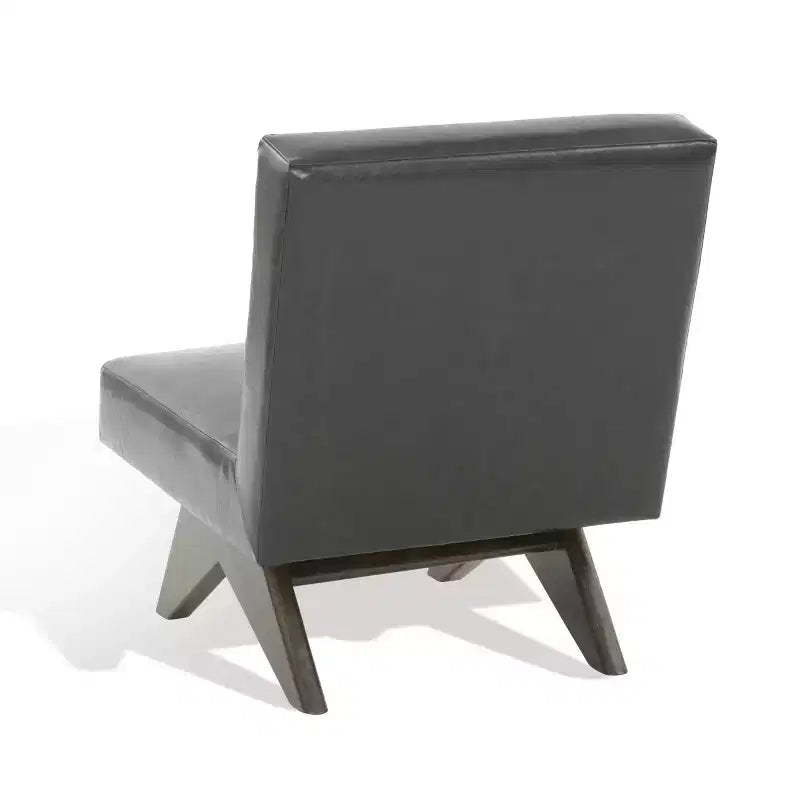 Vegan Leather Accent Chair- Black/Walnut