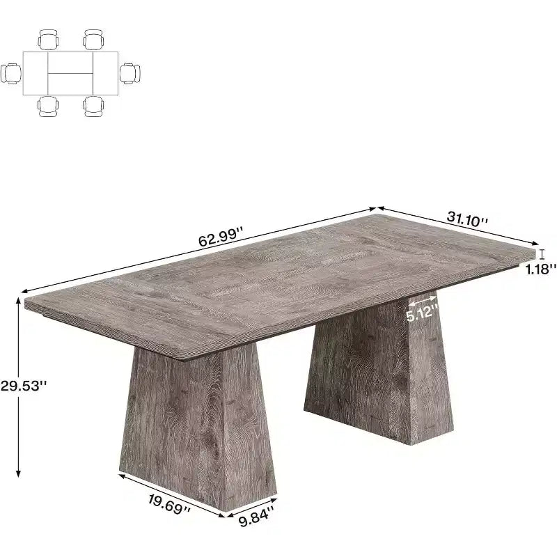 Mesa de comedor para 4-6 personas, mesa de cocina moderna de 63 con robustas patas de madera cónicas, para comedor, cocina o sala de estar