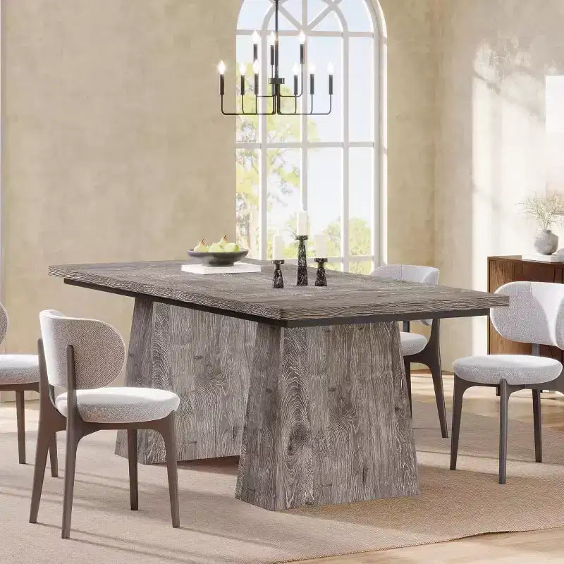 Mesa de comedor para 4-6 personas, mesa de cocina moderna de 63 con robustas patas de madera cónicas, para comedor, cocina o sala de estar
