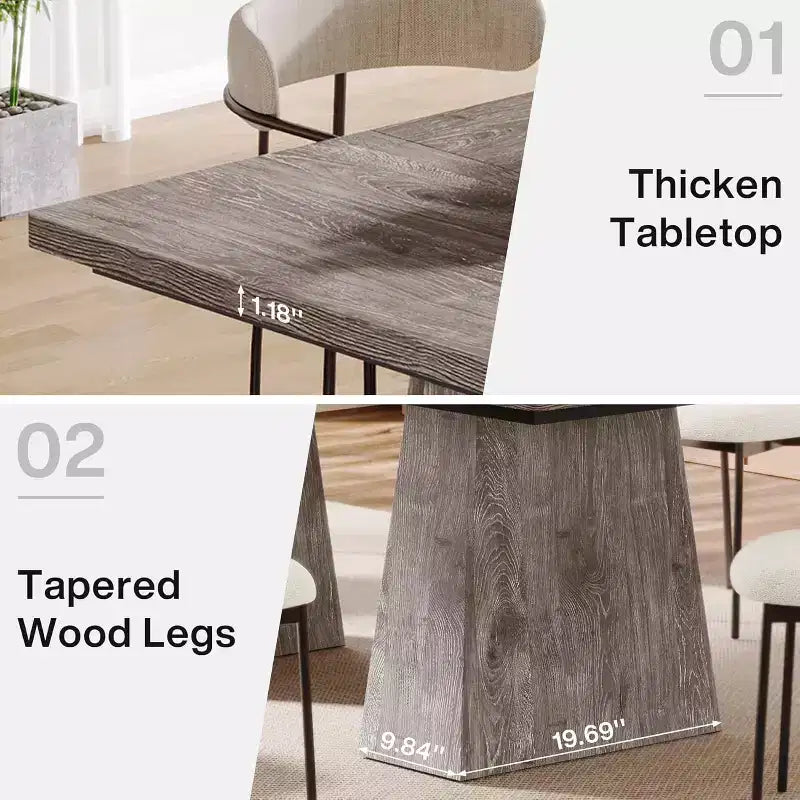 Mesa de comedor para 4-6 personas, mesa de cocina moderna de 63 con robustas patas de madera cónicas, para comedor, cocina o sala de estar