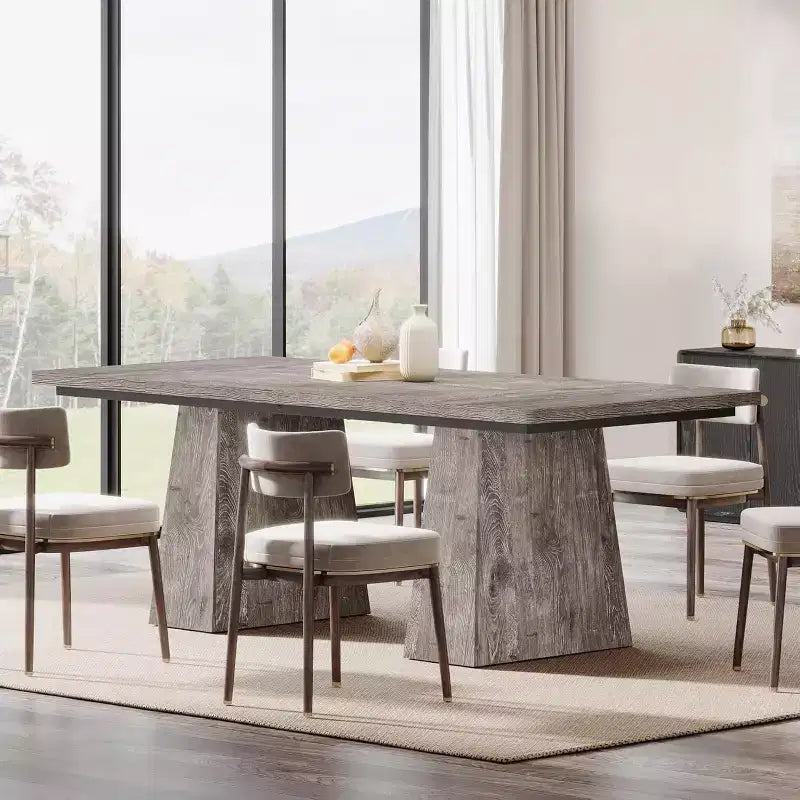 Mesa de comedor para 4-6 personas, mesa de cocina moderna de 63 con robustas patas de madera cónicas, para comedor, cocina o sala de estar