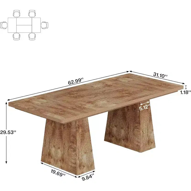 Mesa de comedor para 4-6 personas, mesa de cocina moderna de 63 con robustas patas de madera cónicas, para comedor, cocina o sala de estar