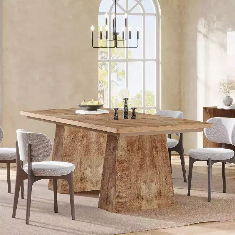 Mesa de comedor para 4-6 personas, mesa de cocina moderna de 63 con robustas patas de madera cónicas, para comedor, cocina o sala de estar