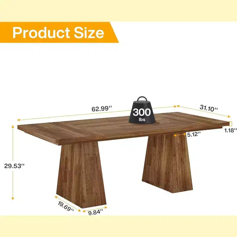 Mesa de comedor para 4-6 personas, mesa de cocina moderna de 63 con robustas patas de madera cónicas, para comedor, cocina o sala de estar