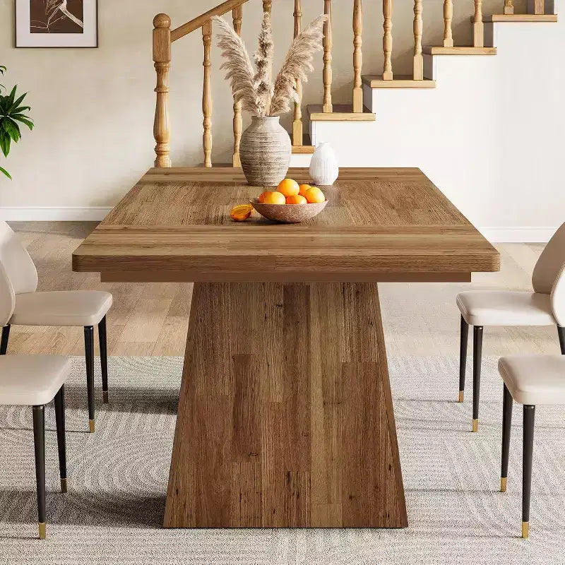 Mesa de comedor para 4-6 personas, mesa de cocina moderna de 63 con robustas patas de madera cónicas, para comedor, cocina o sala de estar
