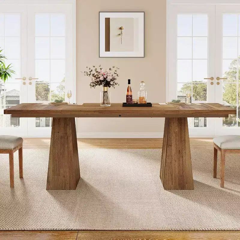 Mesa de comedor para 4-6 personas, mesa de cocina moderna de 63 con robustas patas de madera cónicas, para comedor, cocina o sala de estar