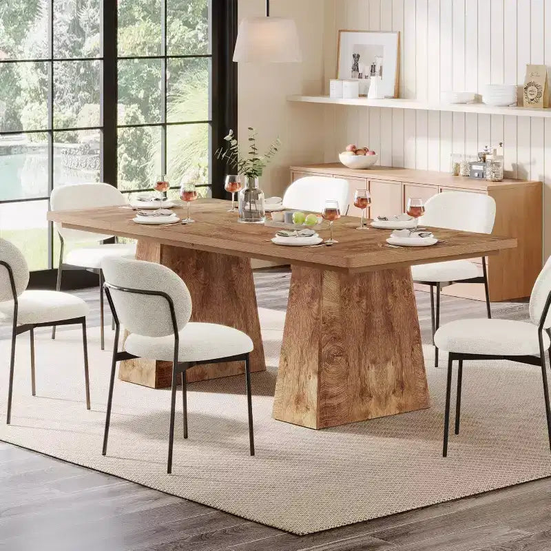 Table de salle à manger pour 4 à 6 personnes, table de cuisine moderne de 63 avec pieds robustes en bois effilés, pour salle à manger, cuisine ou salon