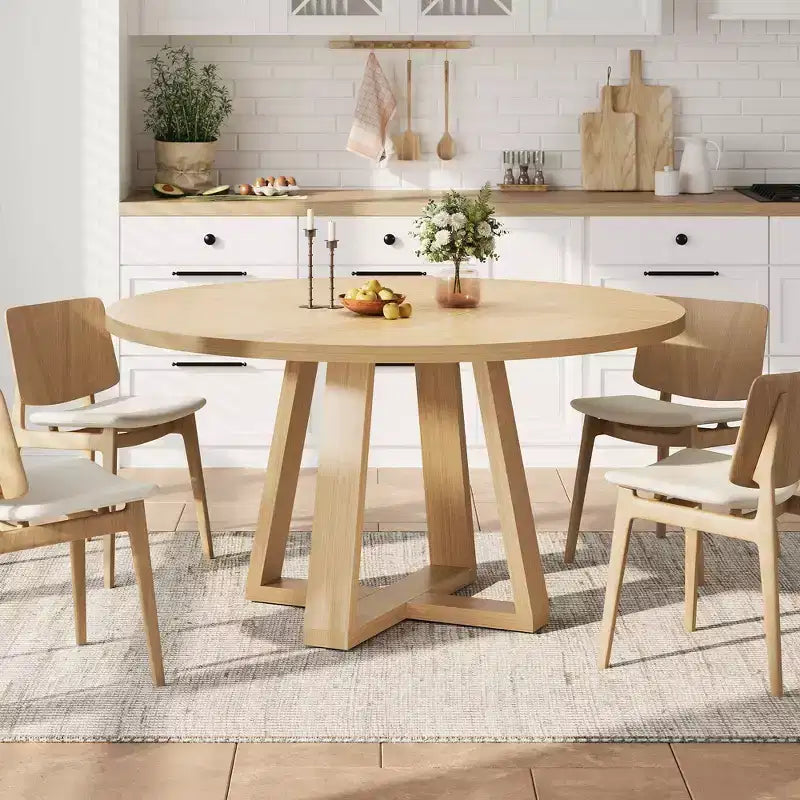 Table ronde de salle à manger pour 4 personnes, table de salle à manger de 47 pouces, tables rondes de cuisine pour salle à manger, cuisine ou salon (table uniquement)