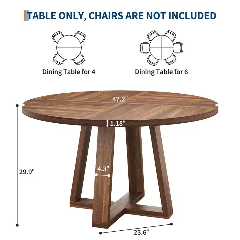 Table ronde de salle à manger pour 4 personnes, table de salle à manger de 47 pouces, tables rondes de cuisine pour salle à manger, cuisine ou salon (table uniquement)