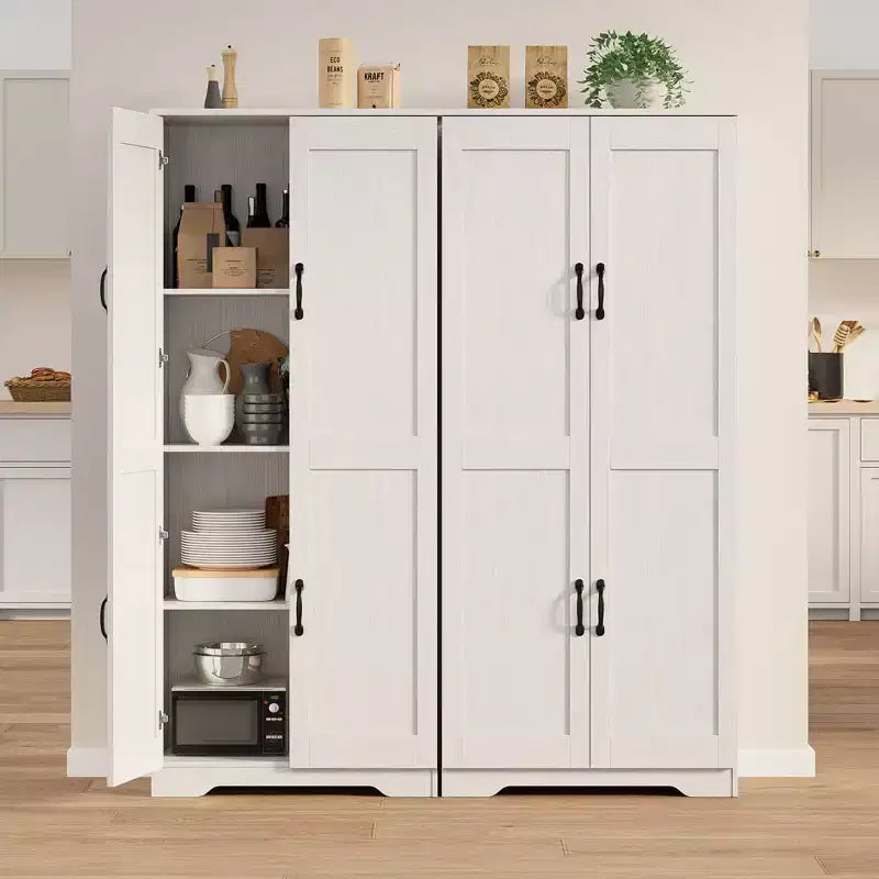 Aufbewahrungsschrank im Landhausstil, Vorratsschrank für die Küche, großer, hoher freistehender Schrank, Organizer für Lebensmittelvorräte, für Wohnzimmer, Schlafzimmer und Badezimmer