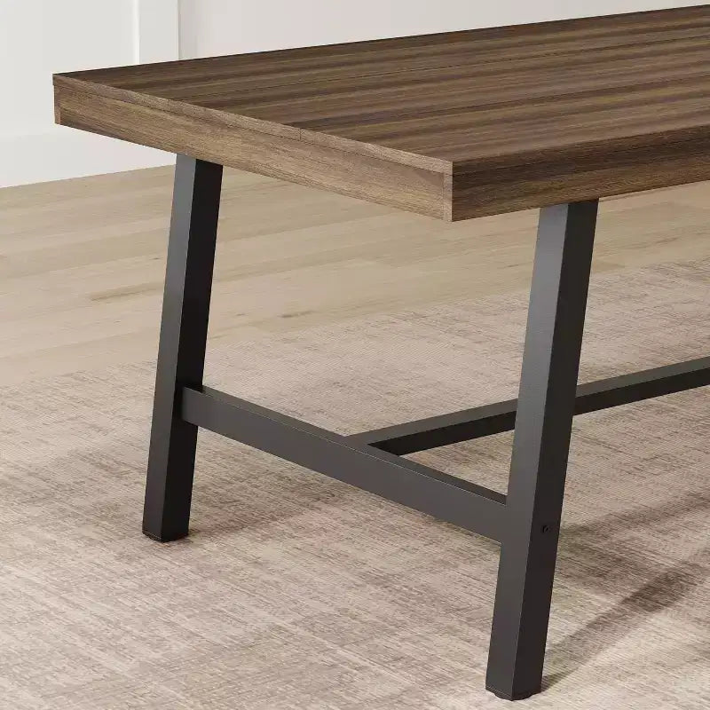 Mesa de comedor grande y larga de 70.87 pulgadas para 6-8 personas, mesa de cocina de madera con patas resistentes para cocina y comedor