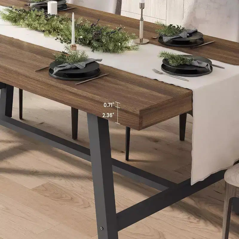 Mesa de comedor grande y larga de 70.87 pulgadas para 6-8 personas, mesa de cocina de madera con patas resistentes para cocina y comedor