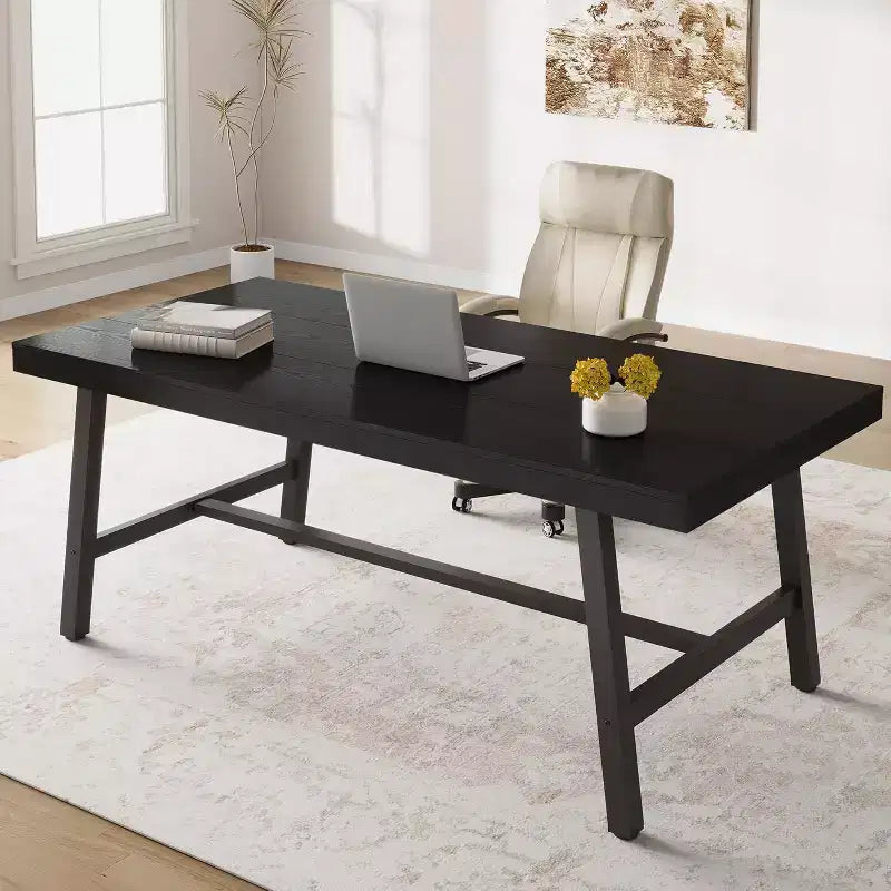 Mesa de comedor grande y larga de 70.87 pulgadas para 6-8 personas, mesa de cocina de madera con patas resistentes para cocina y comedor
