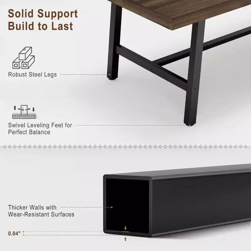 Mesa de comedor grande y larga de 70.87 pulgadas para 6-8 personas, mesa de cocina de madera con patas resistentes para cocina y comedor