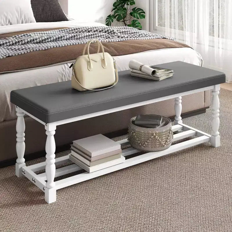 Banc à chaussures d’entrée avec assise rembourrée et rangement pour 5-6 paires de chaussures, étagère à chaussures