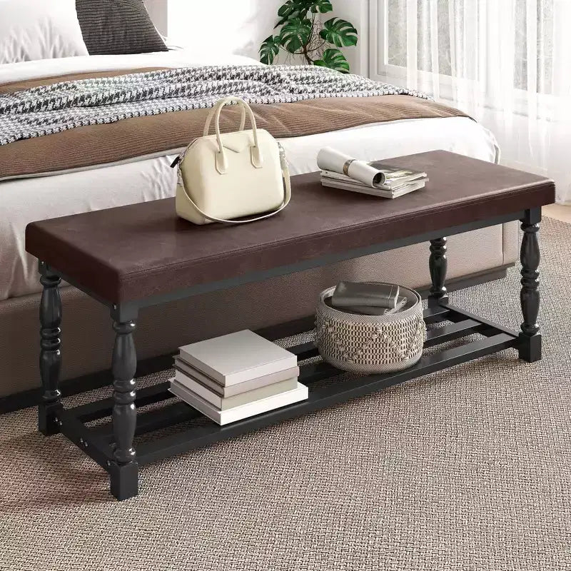 Banc à chaussures d’entrée avec assise rembourrée et rangement pour 5-6 paires de chaussures, étagère à chaussures