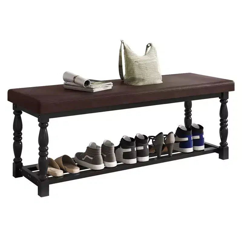 Banc à chaussures d’entrée avec assise rembourrée et rangement pour 5-6 paires de chaussures, étagère à chaussures