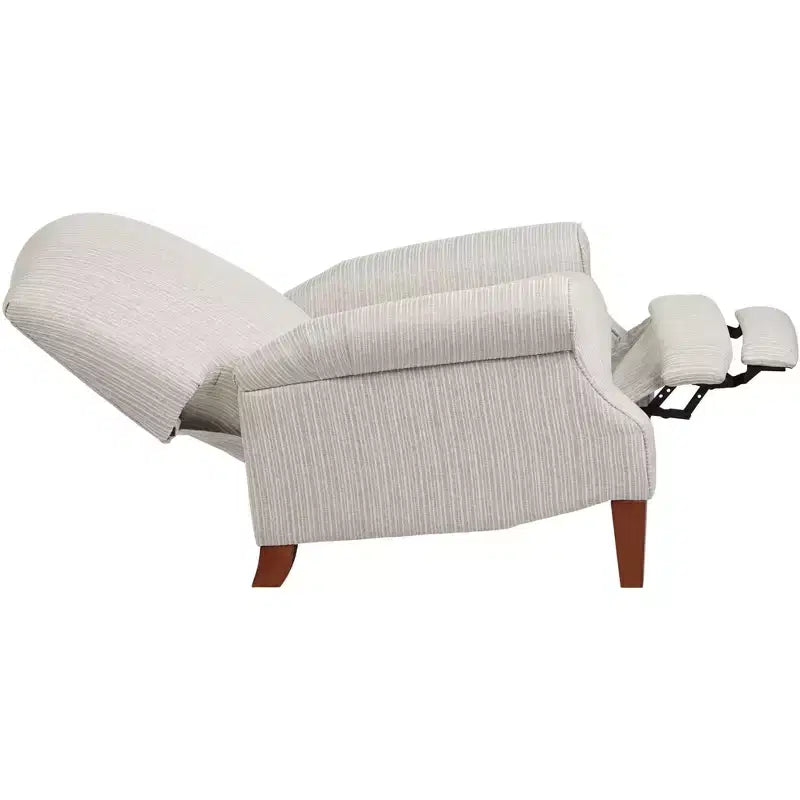 Dreifach verstellbarer Relaxsessel in Off-White mit grauem Nadelstreifenmuster