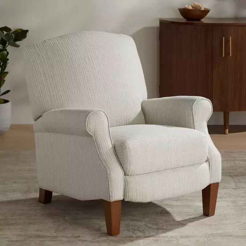 Dreifach verstellbarer Relaxsessel in Off-White mit grauem Nadelstreifenmuster
