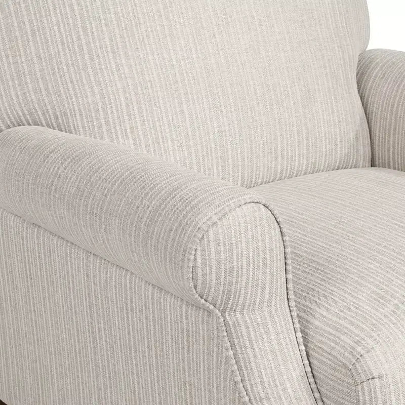 Dreifach verstellbarer Relaxsessel in Off-White mit grauem Nadelstreifenmuster
