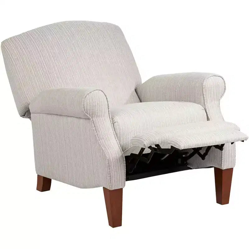 Dreifach verstellbarer Relaxsessel in Off-White mit grauem Nadelstreifenmuster