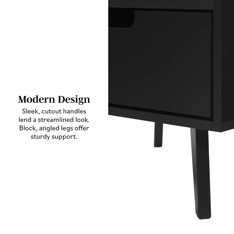 Mid-Century Modern Nightstand with Drawer and Tapered Legs