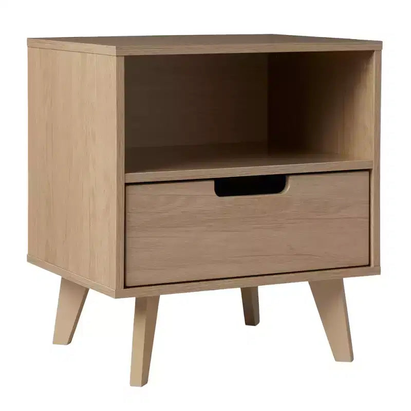 Nachttisch im Mid-Century-Modern-Stil mit Schublade und konischen Beinen