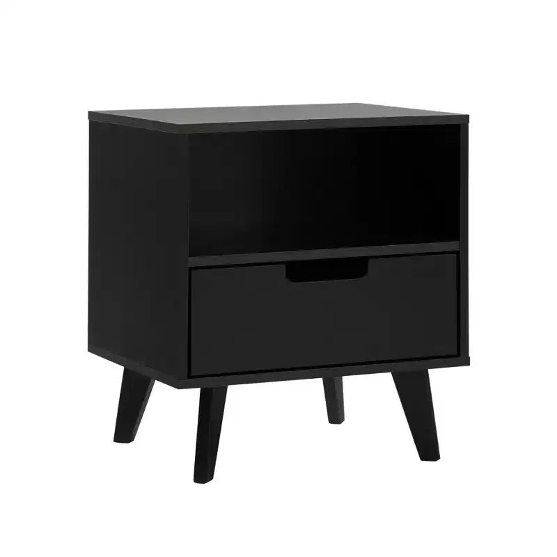 Mid-Century Modern Nightstand with Drawer and Tapered Legs