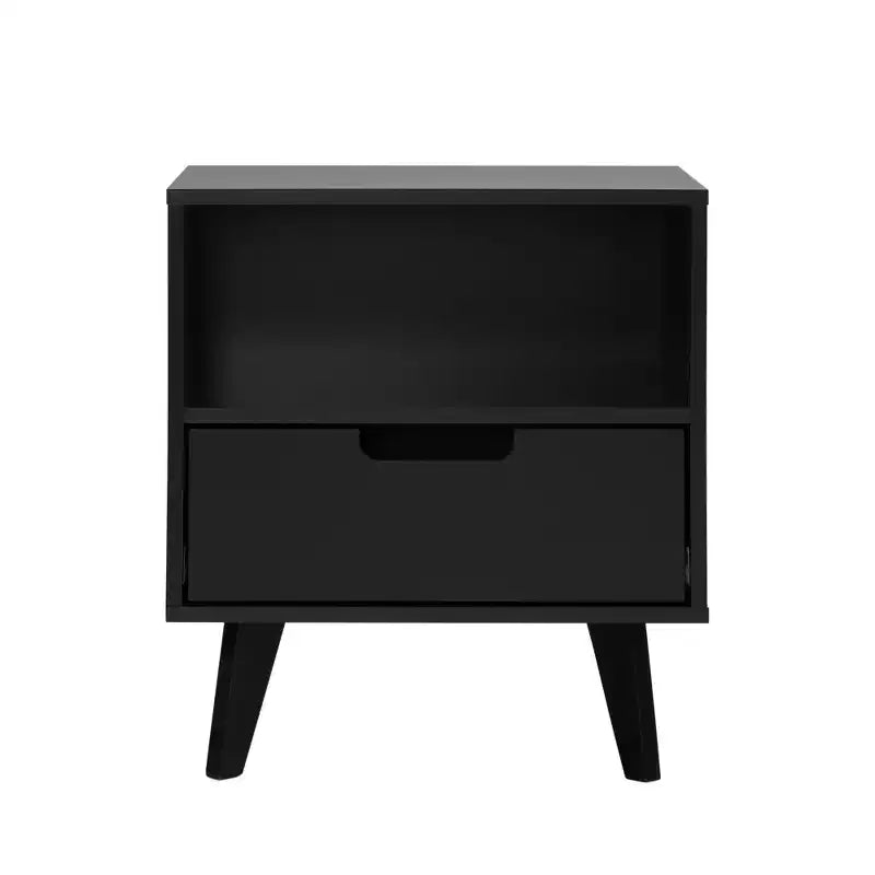 Mid-Century Modern Nightstand with Drawer and Tapered Legs
