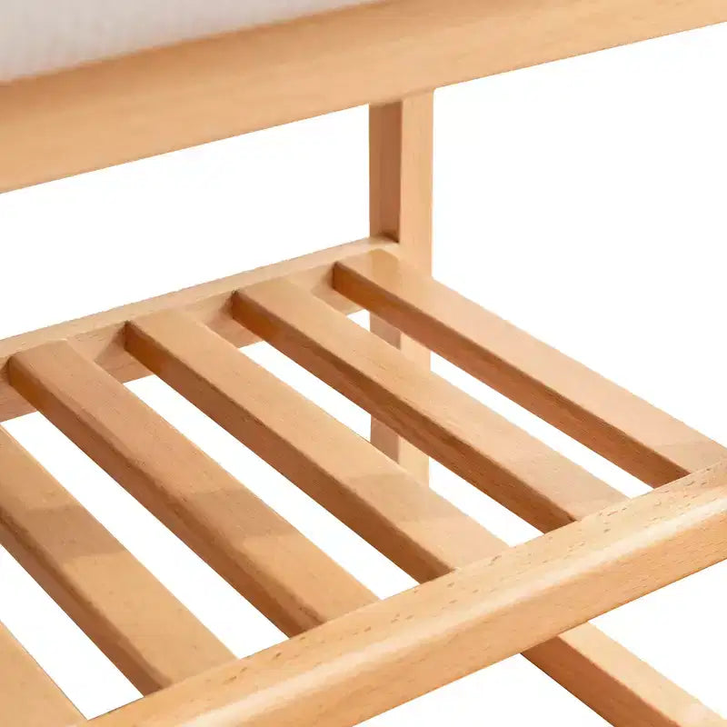 Banc à chaussures en bois massif naturel, rangement-organisateur en hêtre avec coussin en mousse à haute résilience
