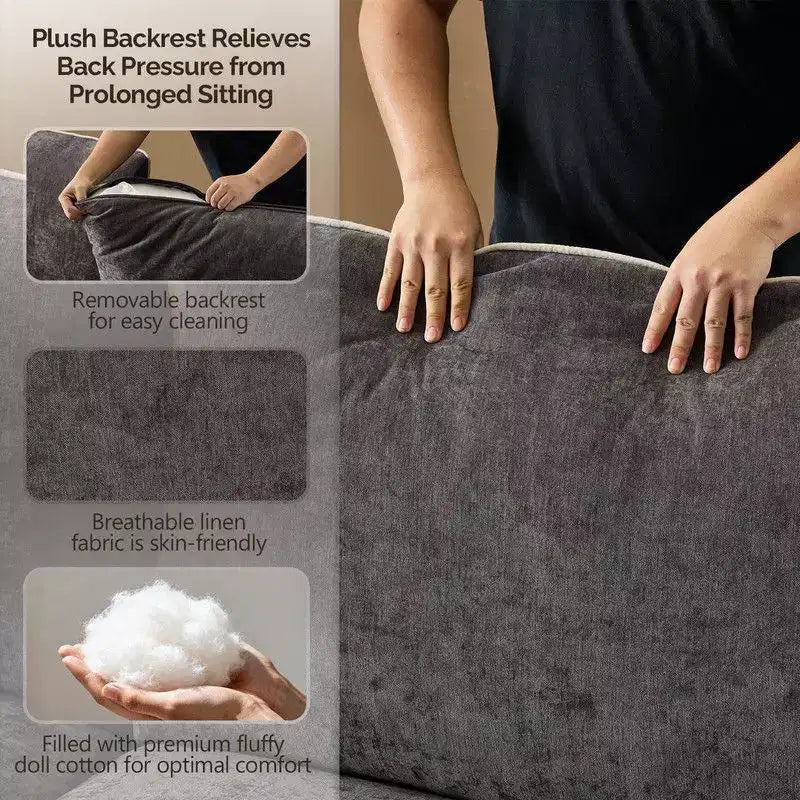Übergangsstil-Zweisitzersofa mit paspelierten T-Sitzkissen und Leinenmischgewebe