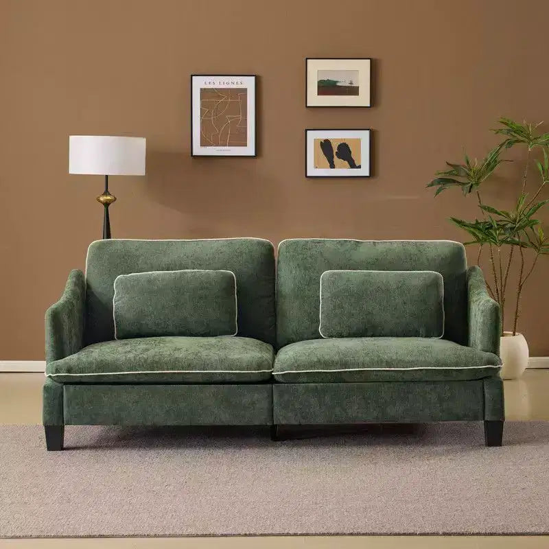 Transitional Loveseat Piped T-Cushions & Linen Blend