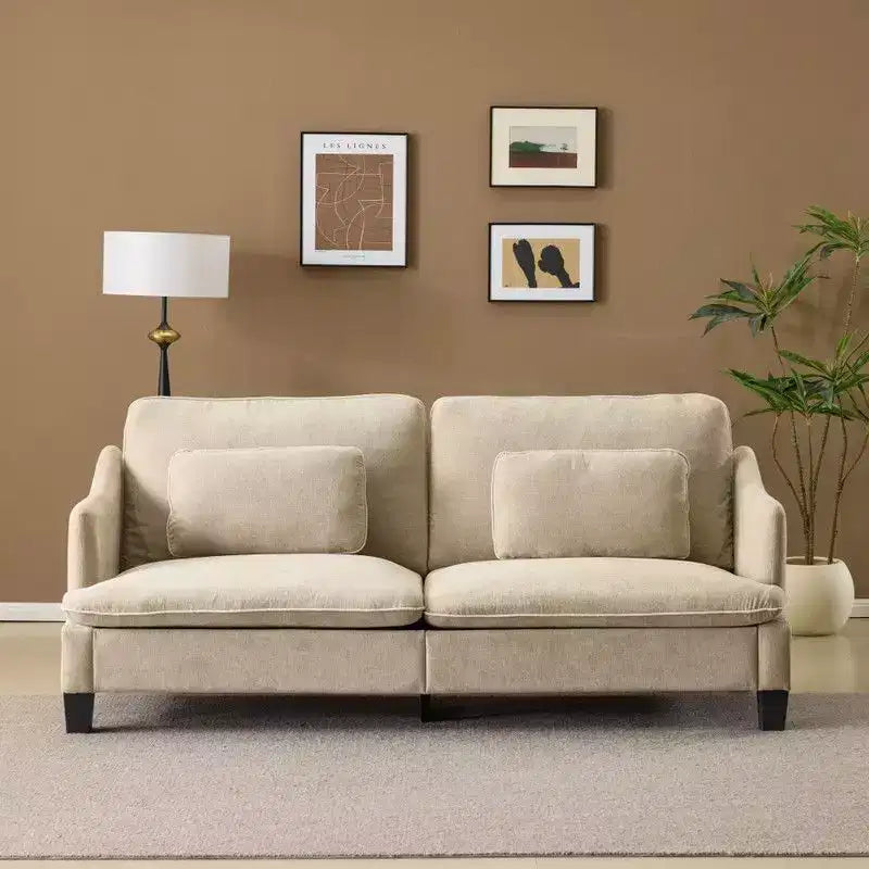 Transitional Loveseat Piped T-Cushions & Linen Blend