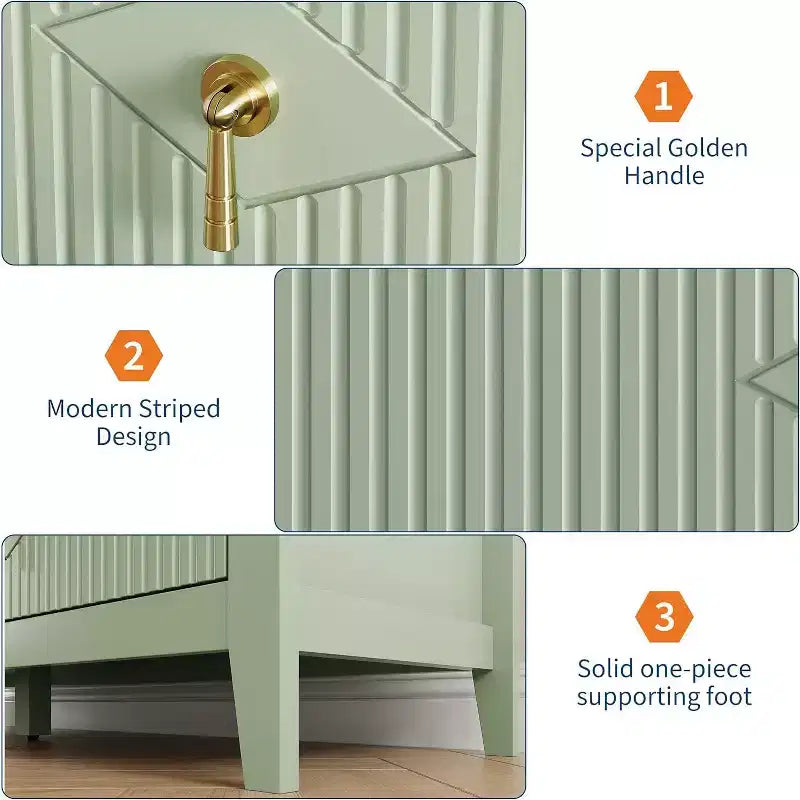 Commode extra large de 54 avec 6 tiroirs et panneaux cannelés, meuble moderne avec finition chêne pouvant servir de meuble TV, pour chambre, salon ou couloir