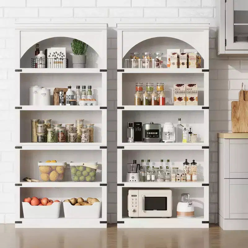 68 hoher, bogenförmiger Vitrinenschrank, Bücherregale mit 6 Ebenen, freistehende Ablageregale, Möbel und Wohnaccessoire für Schlafzimmer, Wohnzimmer und Büro