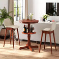 2-Tier Round High Top Table w/ Storage Shelf & Pedestal Base for Kitchen