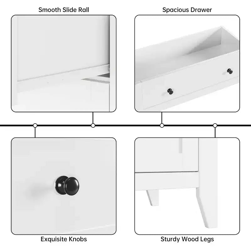Cómoda alta de 5 cajones profundos con pomos metálicos, cómoda moderna de madera para dormitorio, recibidor y pasillo