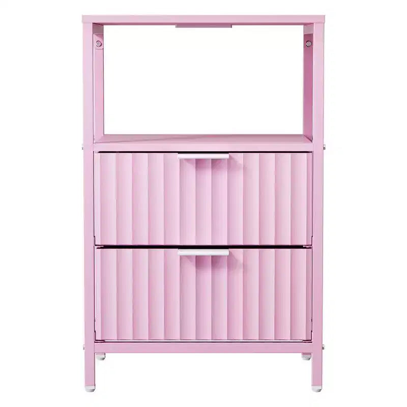 15 Inches Wide Nightstand - 2 Drawers, 1 Shelf, US Power Outlet
