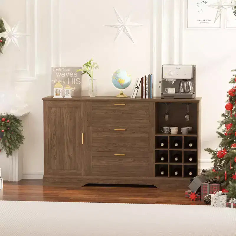 Sideboard im Landhausstil, 63, Kaffeebar mit verstellbaren Einlegeböden und Weinregalen für die Küche