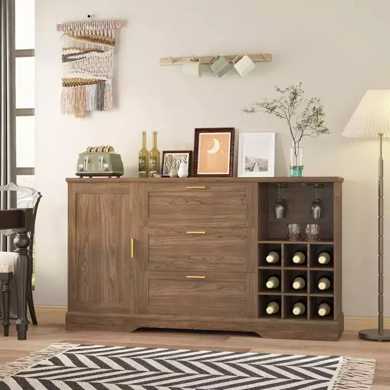 Sideboard im Landhausstil, 63, Kaffeebar mit verstellbaren Einlegeböden und Weinregalen für die Küche
