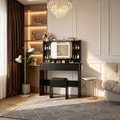 Schminktisch mit Schiebespiegel und Beleuchtung - Schminktisch mit Hocker, Ladestation, Schubladen und Regalen für das Schlafzimmer