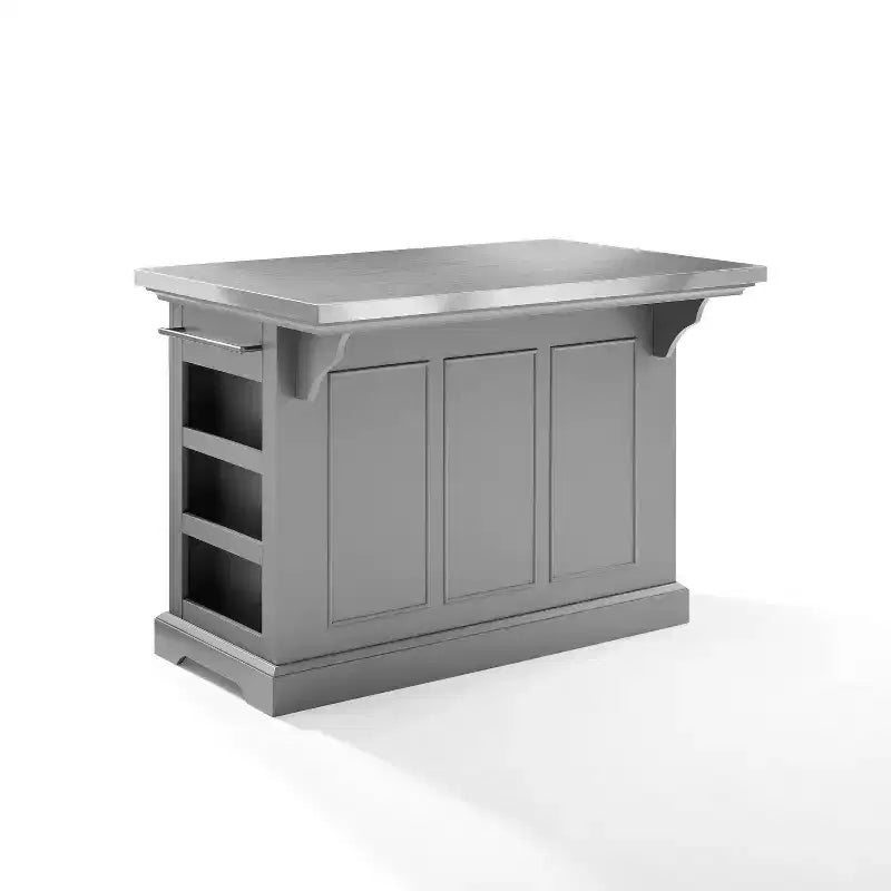 Isla de cocina con superficie de acero inoxidable