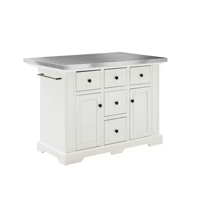 Isla de cocina con superficie de acero inoxidable